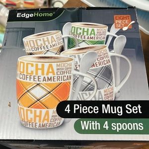 4 piece mug set with 4 spoons